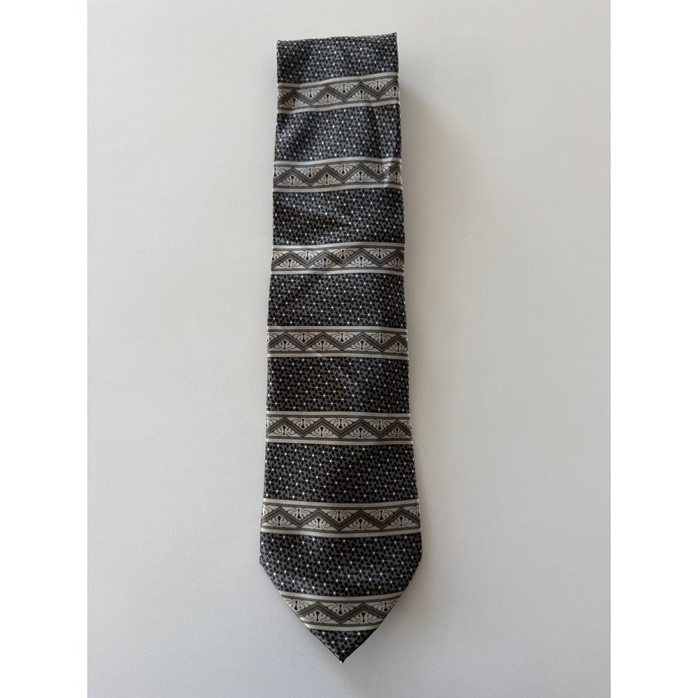 Antonio Ricci Tie Mens OS Geometric Greek Key Stripe Made in Italy Excellent
